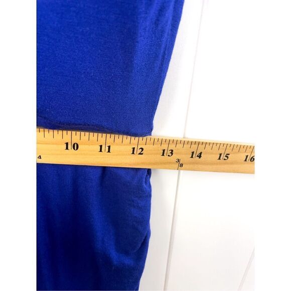Athleta Wool Blend Solstice Short Sleeve Ruched‎ Tee Midi Dress Cobalt Blue XS - Picture 4 of 10